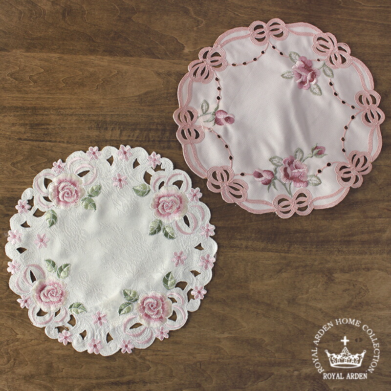 楽天市場】ドイリー（花瓶敷き）約25cmR（円形）イチゴ刺繍