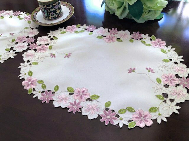 楽天市場 2点セット テーブルコーディネート センター30x42ｃｍ 桜ピンク花 楕円形 Rose Viva 楽天市場店