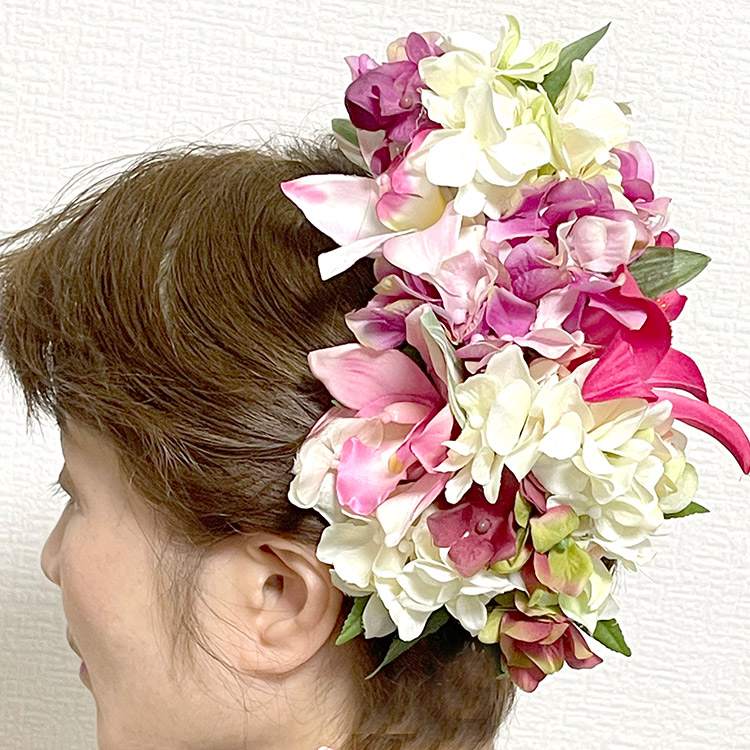 市場 フラダンス 紫 白 髪飾り ピンク ヘアクリップ 大きめ グリーン アクセサリ ハワイアン雑貨 ヘアーアクセサリー ハワイアン トロピカル雑貨 花