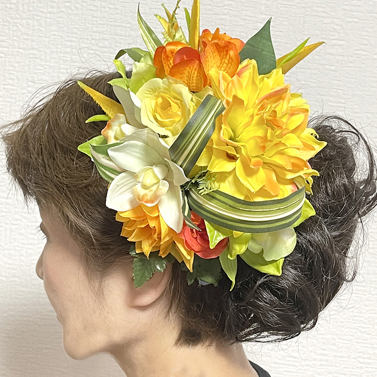 市場 フラダンス ヘアクリップ イエロー オレンジ グリーン ハワイアン 大きめ ハワイアン雑貨 アクセサリ トロピカル雑貨 ヘアーアクセサリー 花 髪 飾り 赤