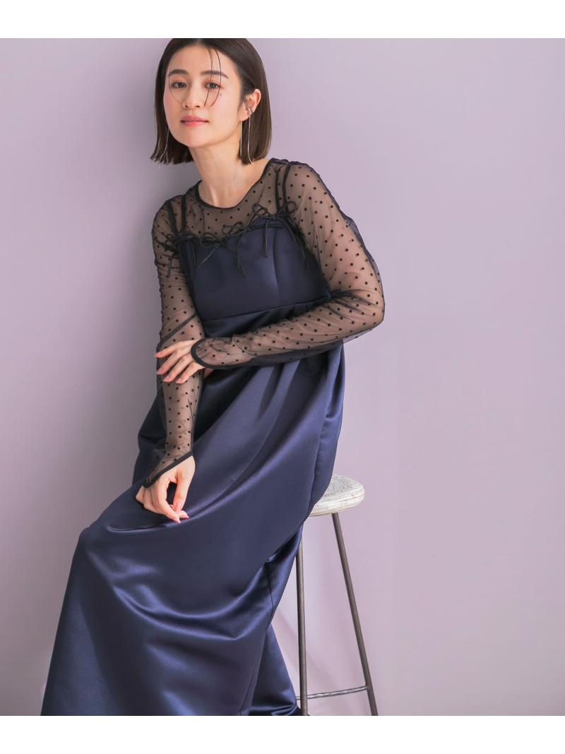 ANDRESD RIBBONS DRESS×SHEER TOPS URBAN RESEARCH ROSSO アーバンリサーチロッソ ワンピース・ドレス ワンピース ブラック ネイビー【送料無料】[ Fashion]