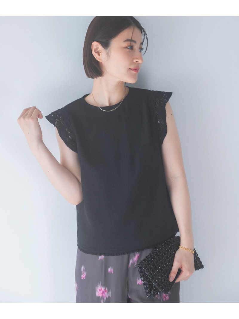 【SALE／15%OFF】ドライタッチカラミレースブラウス URBAN RESEARCH ROSSO アーバンリサーチロッソ トップス ティーシャツ・トップ 黒いこと【RBA_E】【貨物輸送無料】[ Fashion]