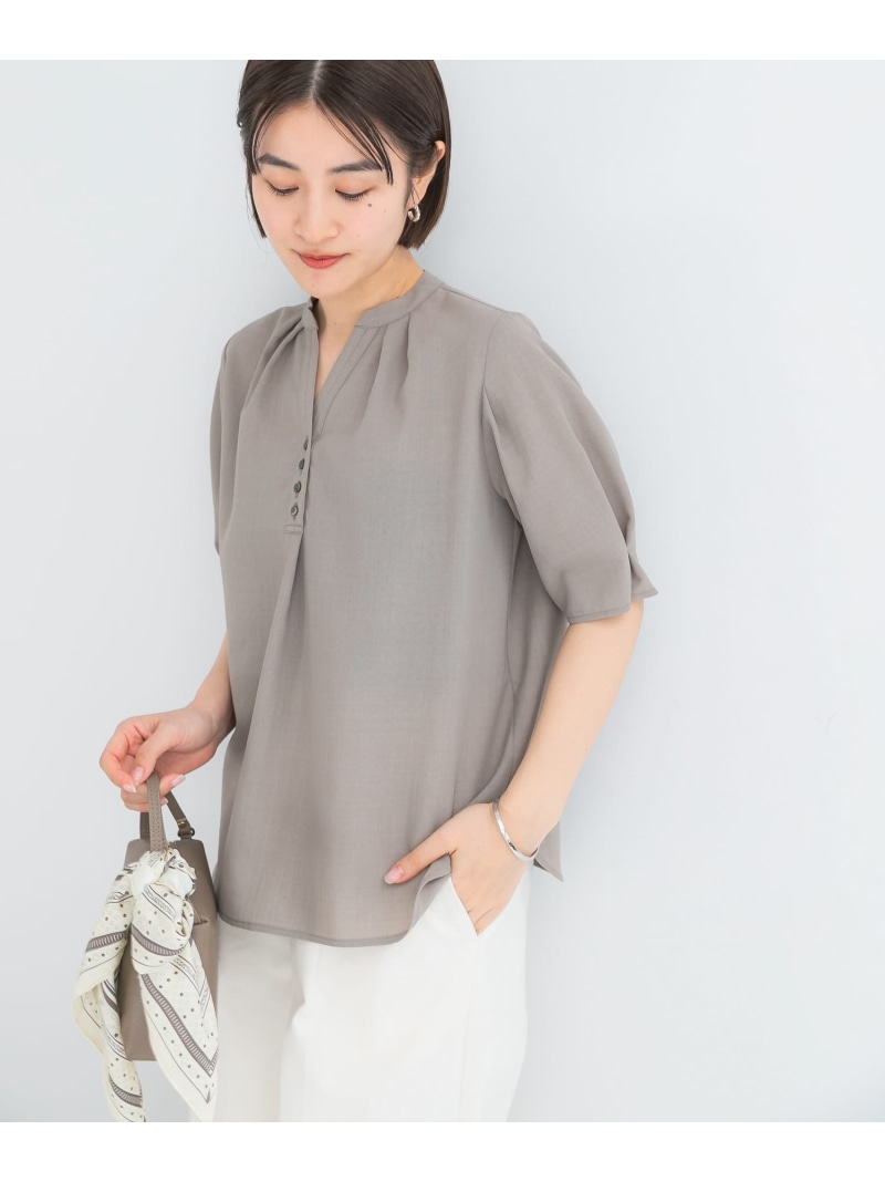『UR TECH DRYLUXE』 デザインスリーブブラウス URBAN RESEARCH ROSSO アーバンリサーチロッソ トップス シャツ・ブラウス ブルー ネイビー ブラウン【先行予約】*【送料無料】[ Fashion]
