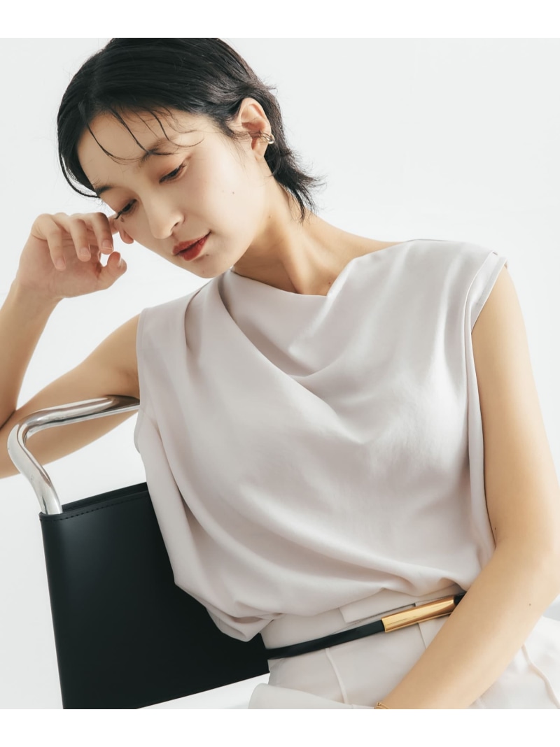 クールタッチ 防シワドレープブラウス URBAN RESEARCH ROSSO アーバンリサーチロッソ トップス プルオーバー・トップ 青碧 緑であること 薄墨色【貨物輸送無料】[ Fashion]