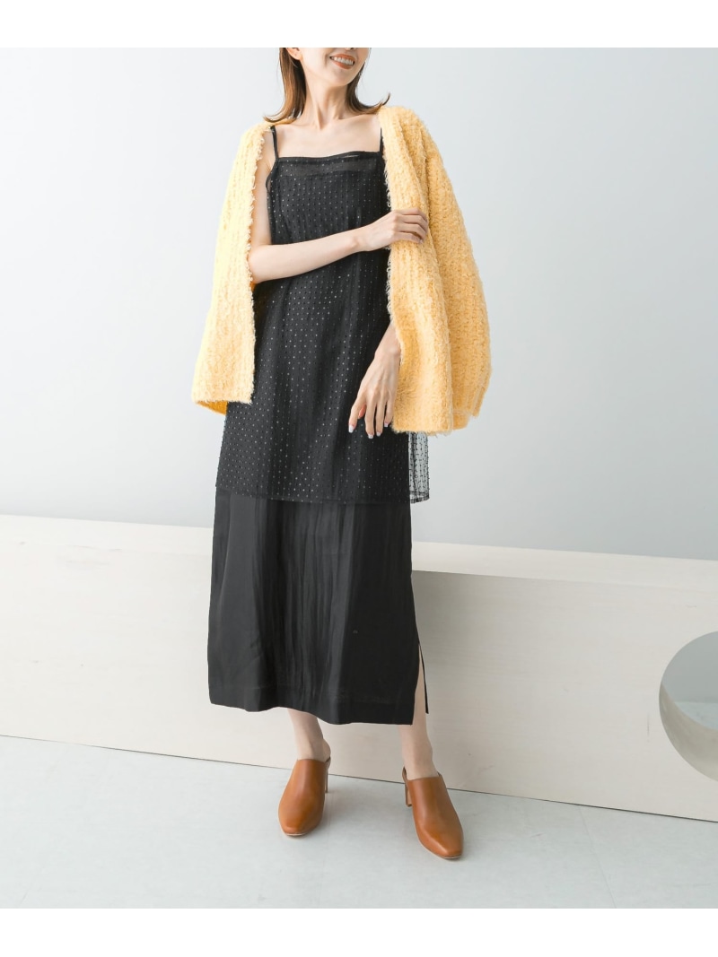 【SALE／50%OFF】シアー×ラインストーンレイヤードワンピース URBAN RESEARCH ROSSO アーバンリサーチロッソ ワンピース・ドレス ワンピース ブラック【RBA_E】【送料無料】[ Fashion]