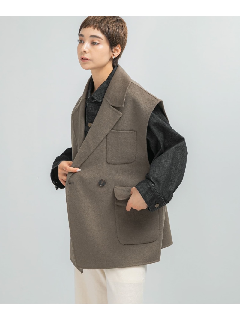 【SALE／40%OFF】『構成要素別注色つや』YENN DOUBLE FACE VEST JACKET URBAN RESEARCH ROSSO アーバンリサーチロッソ ジャケット・アウター 余分の物のジャケット・アウター カーキ緑であること【RBA_E】【貨物輸送無料】[ Fashion]