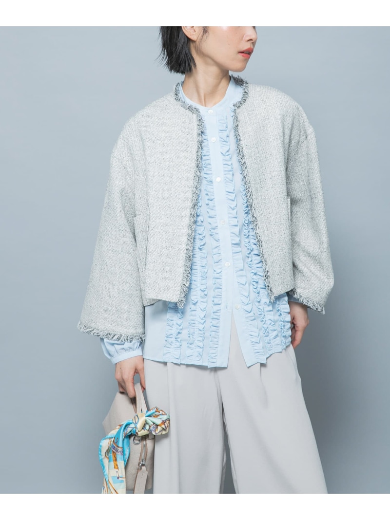 【SALE／50%OFF】フロントフリルデザインブラウス URBAN RESEARCH ROSSO アーバンリサーチロッソ トップス シャツ・ブラウス ブルー イエロー ブラック【RBA_E】【送料無料】[ Fashion]