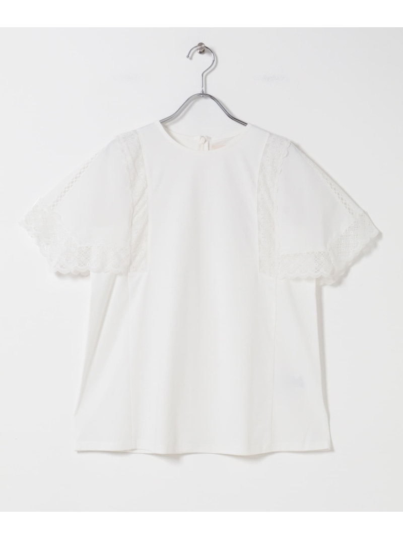 MARILYN MOON LACED  SLEEVE CUTSEW URBAN RESEARCH ROSSO アーバンリサーチロッソ トップス カットソー・プルオーバー 黒いこと 白いこと【貨物輸送無料】[ Fashion]