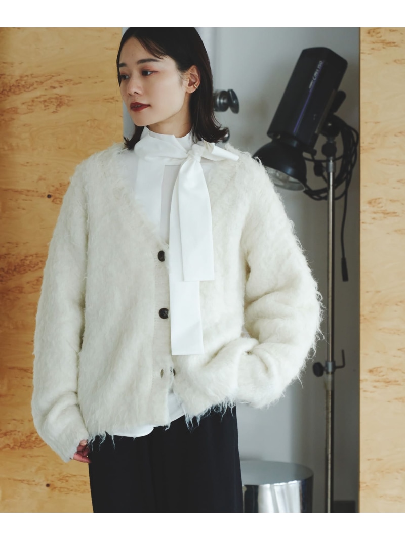 【SALE／40%OFF】Mewl ファーカーディガン URBAN RESEARCH ROSSO アーバンリサーチロッソ トップス カーディガン ブルー ブラック ホワイト【RBA_E】【送料無料】[ Fashion]