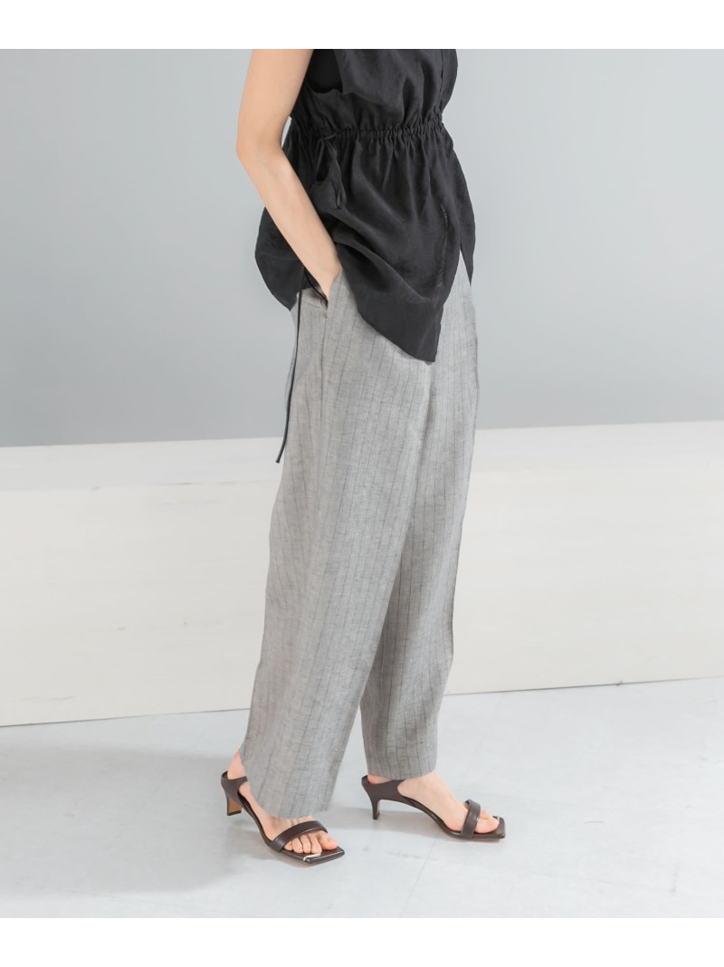 ラメリネンストライプワイドパンツ URBAN RESEARCH ROSSO アーバンリサーチロッソ パンツ その他のパンツ ベージュ グレー【送料無料】[ Fashion]