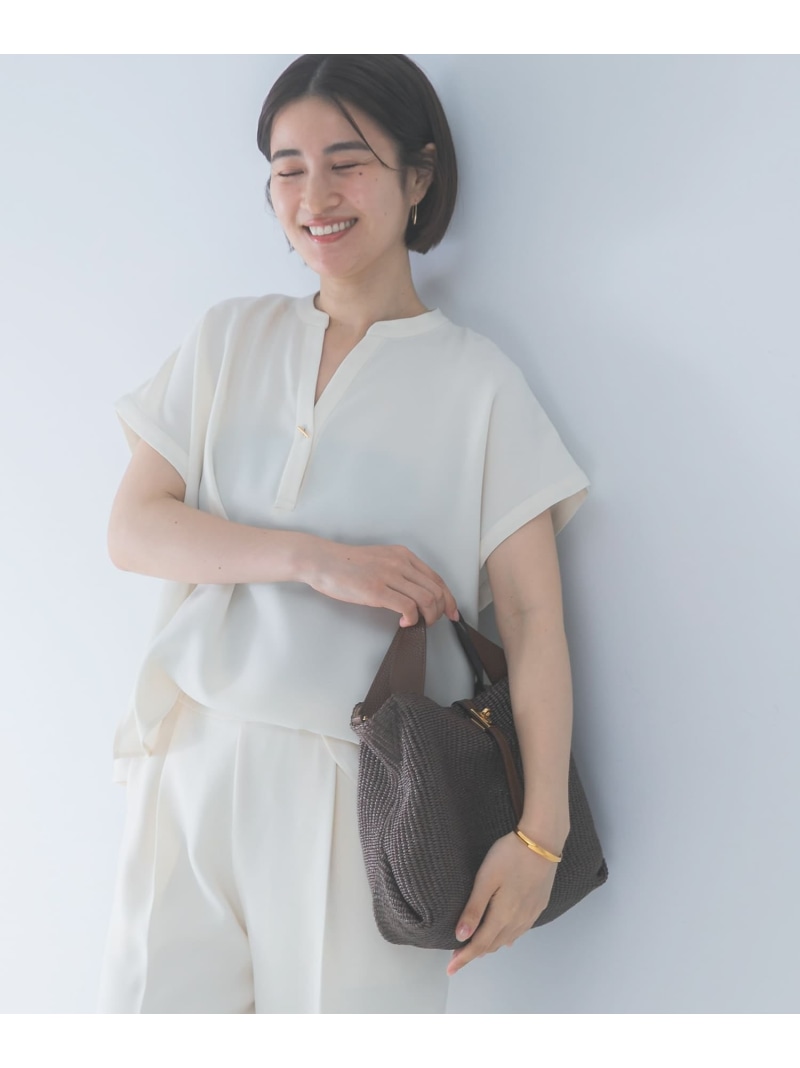 『セットアップ対応』 UVカット/接触冷感 バンドカラー プルオーバー URBAN RESEARCH ROSSO アーバンリサーチロッソ トップス シャツ・ブラウス ホワイト ブラック【送料無料】[ Fashion]
