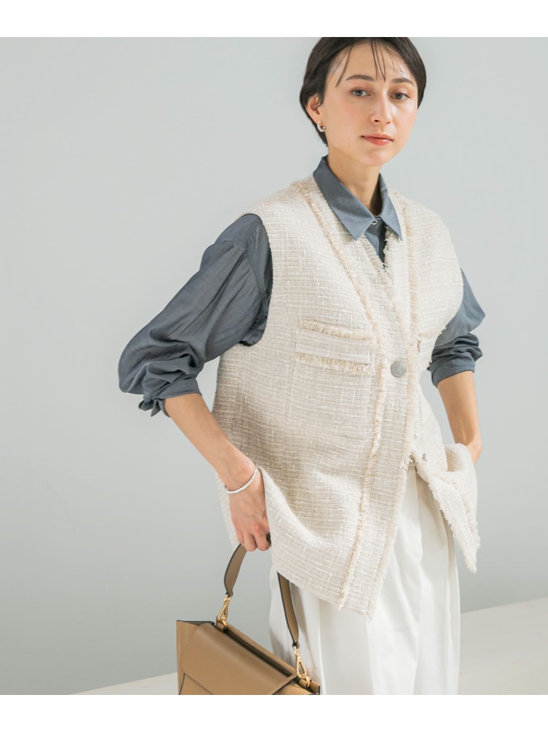 【SALE／50%OFF】ツイードオーバージレ URBAN RESEARCH ROSSO アーバンリサーチロッソ トップス ベスト・ジレ ピンク ベージュ【RBA_E】【送料無料】[ Fashion]｜URBAN RESEARCH ROSSO／ロッソ