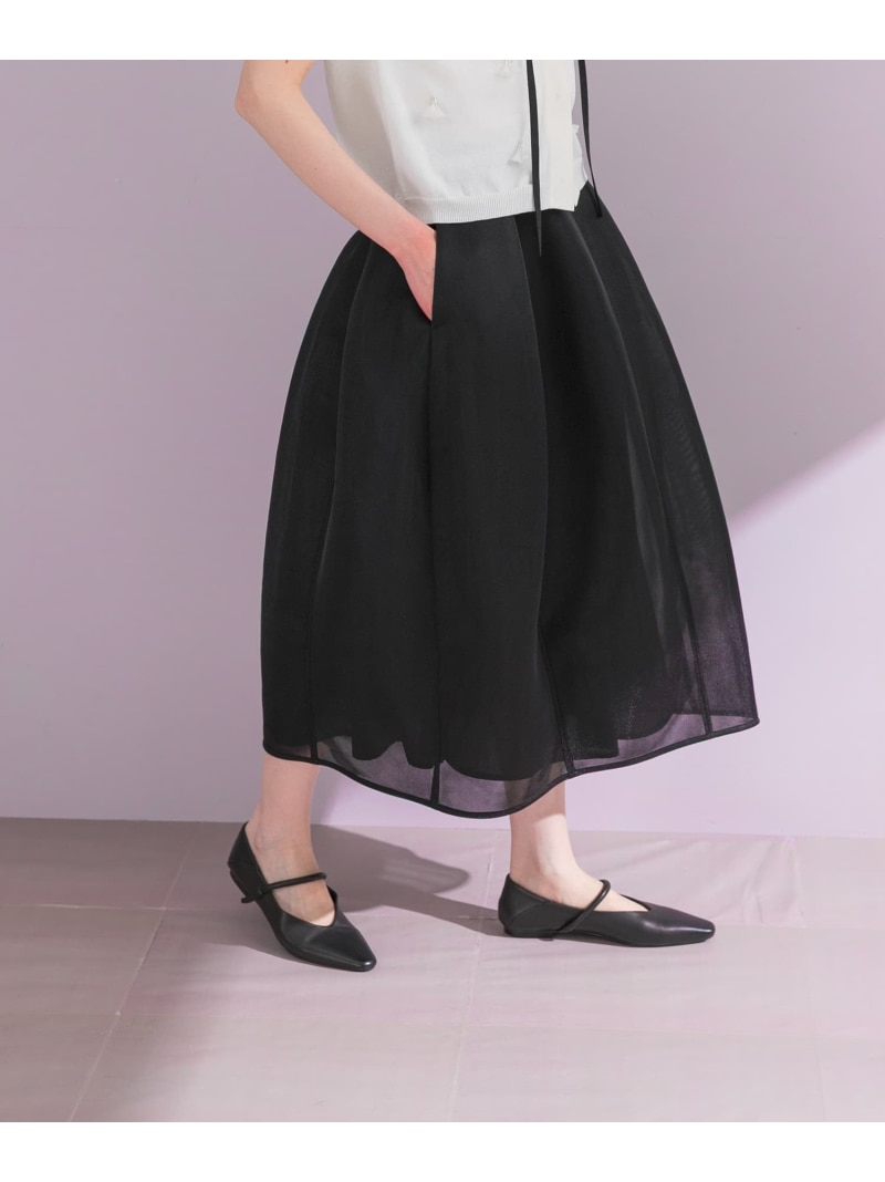 【SALE／30%OFF】フラワーベルト付シアーダンボールスカート URBAN RESEARCH ROSSO アーバンリサーチロッソ スカート その他のスカート ブラック【RBA_E】【送料無料】[ Fashion]｜URBAN RESEARCH ROSSO／ロッソ