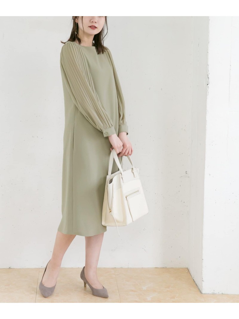 国産 楽天市場 プリーツスリーブワンピース Rosso アーバンリサーチロッソ ワンピース ワンピースその他 ベージュ ブラック 送料無料 Rakuten Fashion Urban Research Rosso ロッソ 特売 Roost Ae