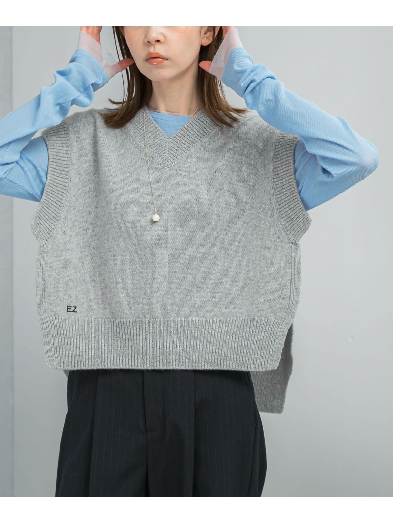 【SALE／50%OFF】ADAWASxEZ CASHMERE-BLEND VEST URBAN RESEARCH ROSSO アーバンリサーチロッソ トップス より良い・ジレ 薄墨色【RBA_E】【貨物輸送無料】[ Fashion]