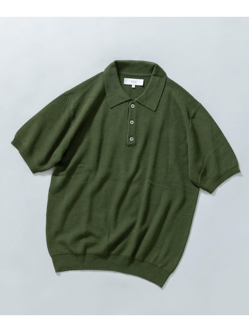 『WEB限定』変形カノコ半袖ニットポロ URBAN RESEARCH ROSSO アーバンリサーチロッソ トップス ポロシャツ ブラック ネイビー カーキグリーン【送料無料】[ Fashion]