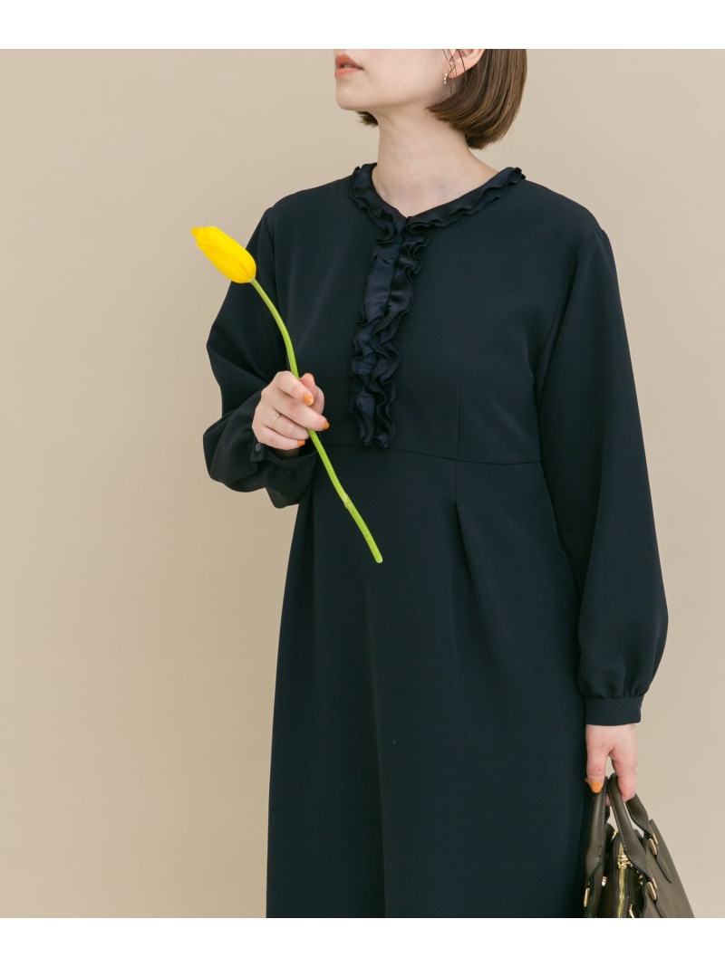 【SALE／50%OFF】『WEB/一部店舗限定』フリルカラーウエストマークワンピース URBAN RESEARCH ROSSO アーバンリサーチロッソ ワンピース・ドレス ワンピース ホワイト ネイビー【RBA_E】【送料無料】[ Fashion]