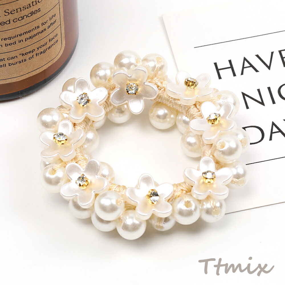 楽天市場】シュシュ ガラスビーズシュシュ ヘアアクセサリー : ROSSO