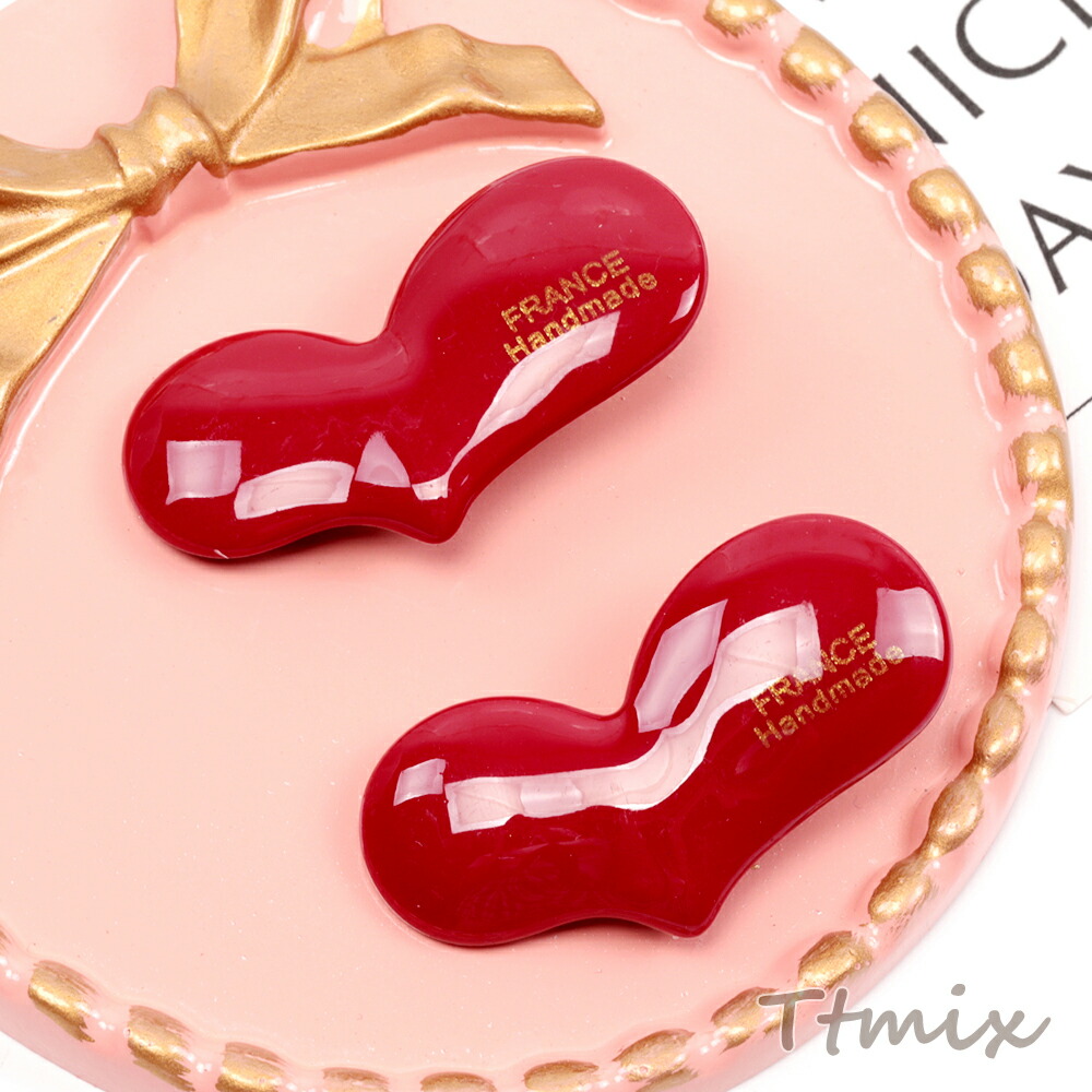 天然石バレッタ トリプルハート red 天然石バレッタ トリプルハート red