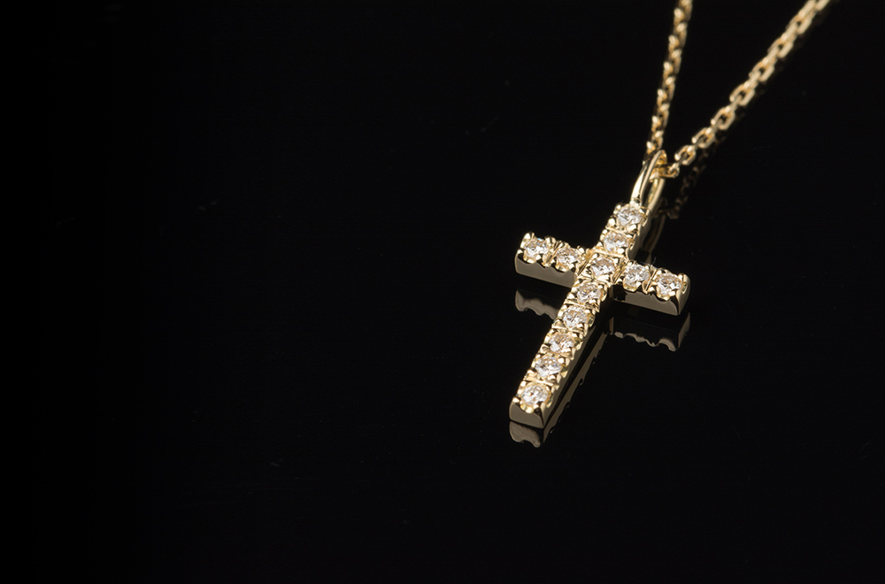 ダイヤモンド ネックレス クロス 0.1ct k18 ホワイトゴールド 十字架