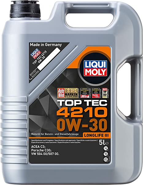 【送料無料】 LIQUI MOLY リキモリ トップテック4210 0W30 5L 21605 エンジンオイル 0W-30 5L 5リットル Motor Oil Top Tec 4210 0W30 トップテック4210 ガソリン/ディーゼル兼用 低摩擦 フォルクスワーゲン 車両用