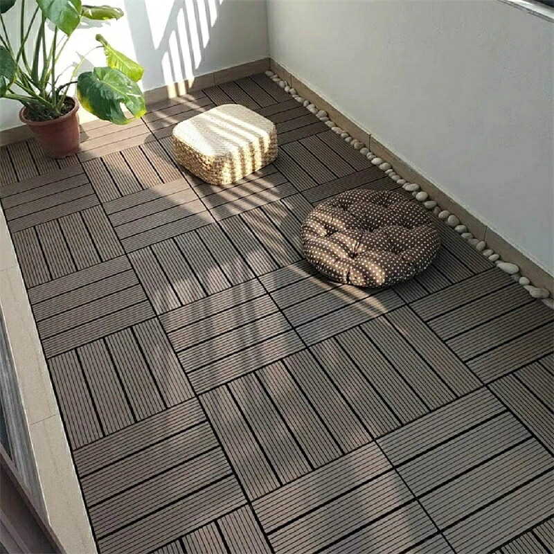 ウッドパネル ウッドタイル ウッドデッキ 置くだけ 人工木 樹脂製 11枚セット 30×30cm 厚み2cm 1平米用 クリック式ジョイン 防水・防湿・環境に優しく耐久性抜群 屋外 屋内 店舗・休憩スペース・バルコニー対応