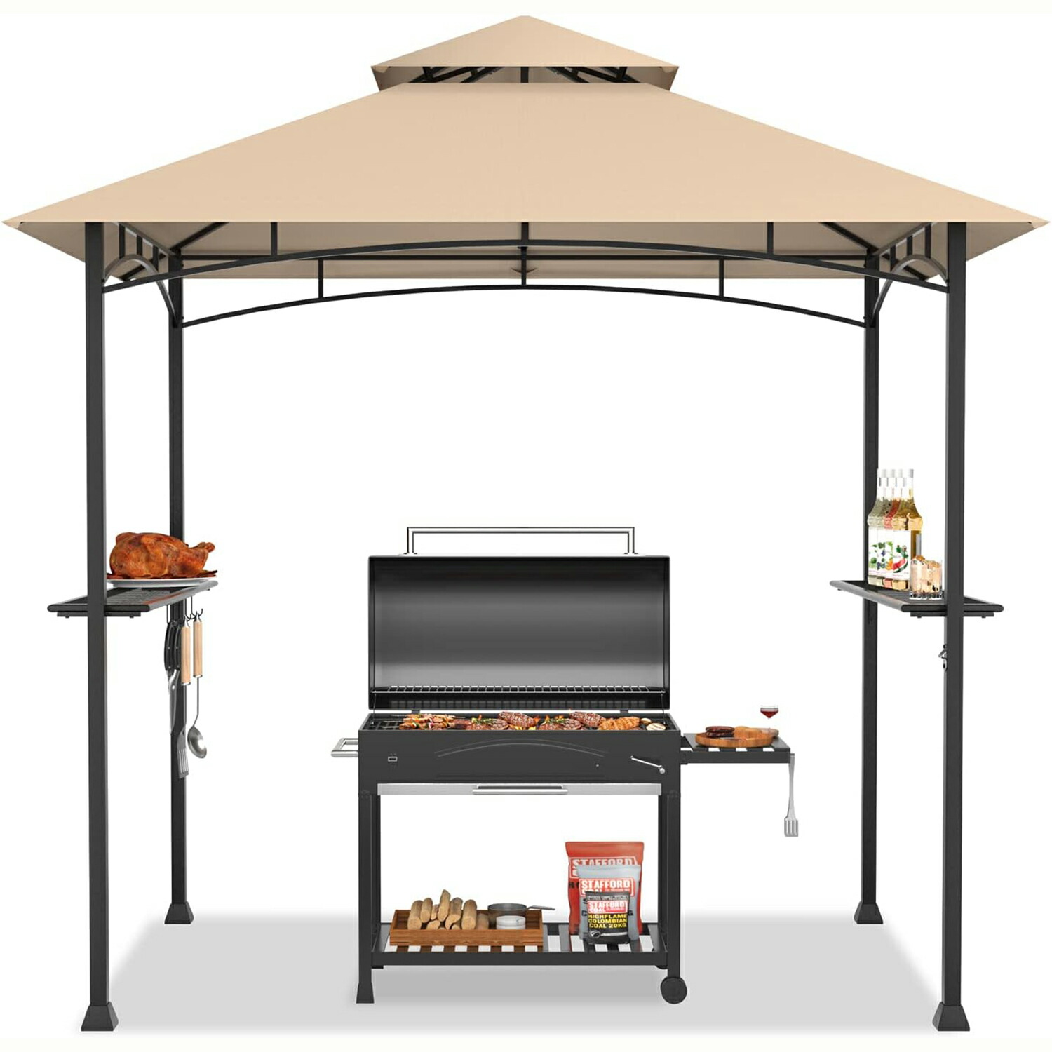 【2025年新発売】パーゴラシェード ガゼボ BBQ用 ガゼボ 日よけ パーゴラ 245x155x250cm スチール製ホーム キャノピー・ガゼボ 簡単設置 グランピング テラス オーニング|rotosu55