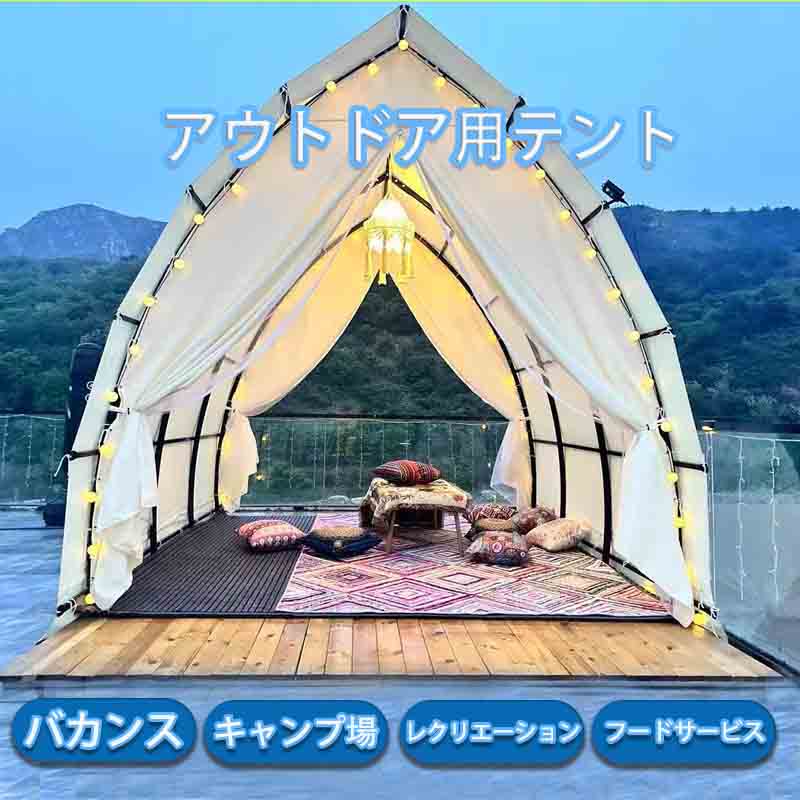 2025年最新モデプレミアムシリーズ三角デザインテントレストラン｜屋上・ビーチの商業用キャンプテント｜ホテル民宿BBQに優れた遮光・UVカット・通気性を実現高防水性広々大容量スペース