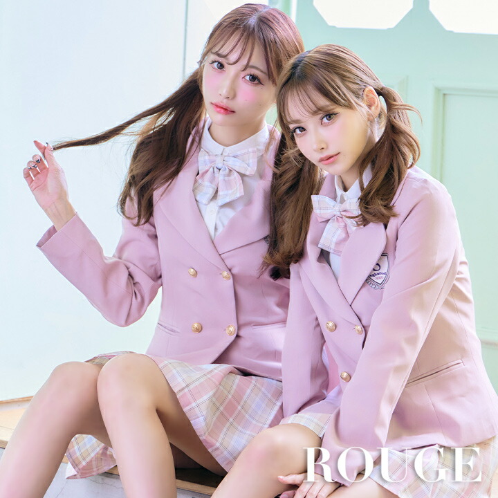 送料無料 あす楽 【4点SET】女子高生 JK 韓国風 制服 コスプレ ハロウィンコスプレ レディース 可愛い  コスプレセット ジャケット スカート ネクタイ ブラウス 可愛い 衣装 仮装 ピンク【ROUGE | ルージュ】 7773SB-22pypa-1