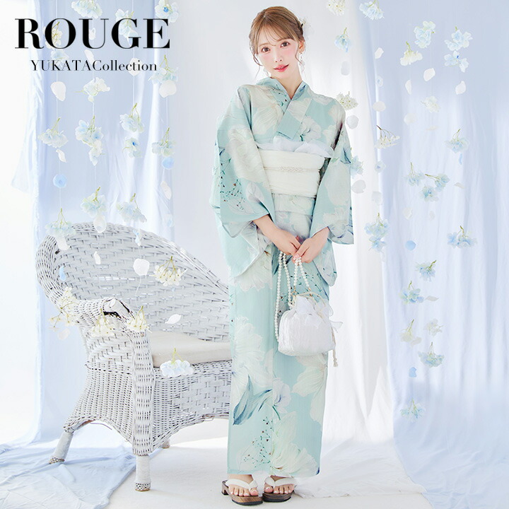 楽天市場】送料無料 【あす楽】【浴衣3点セット】ミント地×ホワイト