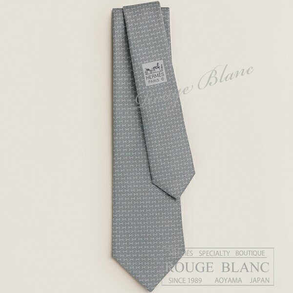 【エルメス/タイ/HERMES/絹地/新品】エルメス タイ ”Hグルメット” グリペール 絹地 【新品】HERMES Tie ”H Gourmette” Anthracite×Gris clair 【NEW】