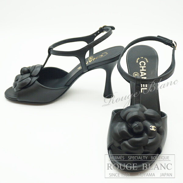 シャネル カメリアサンダル 黒 黒いこと #37 ココマーク 24P G45495 【新品】CHANEL Camellia Sandal Black 【NEW】