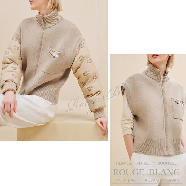 エルメス 2024 A/W 2WAY ジップジャケット 限りない “カレイド領域・効果” ベージュグレーズ #36 引き船付【新品】HERMES Zipped Jacket \"Effet Kaleidoscope\"" beige glaise 【NEW】"