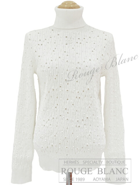 シャネル 22C 長袖ニット トップス ホワイト #38 ココマーク タグ付 P72110【新品同様】【中古】CHANEL Long Sleeve Knit White【USED】|ルージュブラン青山
