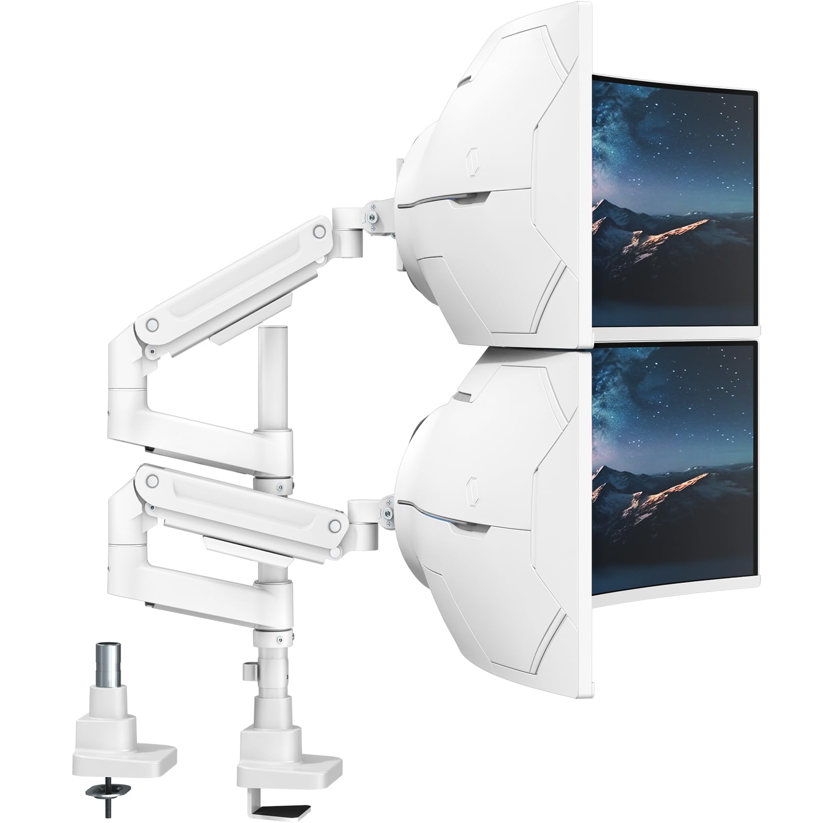 【送料無料】WORLDLIFT モニターアーム デュアル 17～49インチ対応 上下2画面 ロングポール50cm 耐荷重2～20kg/アーム グロメット式&ク｜Rougeスポーツショップ店