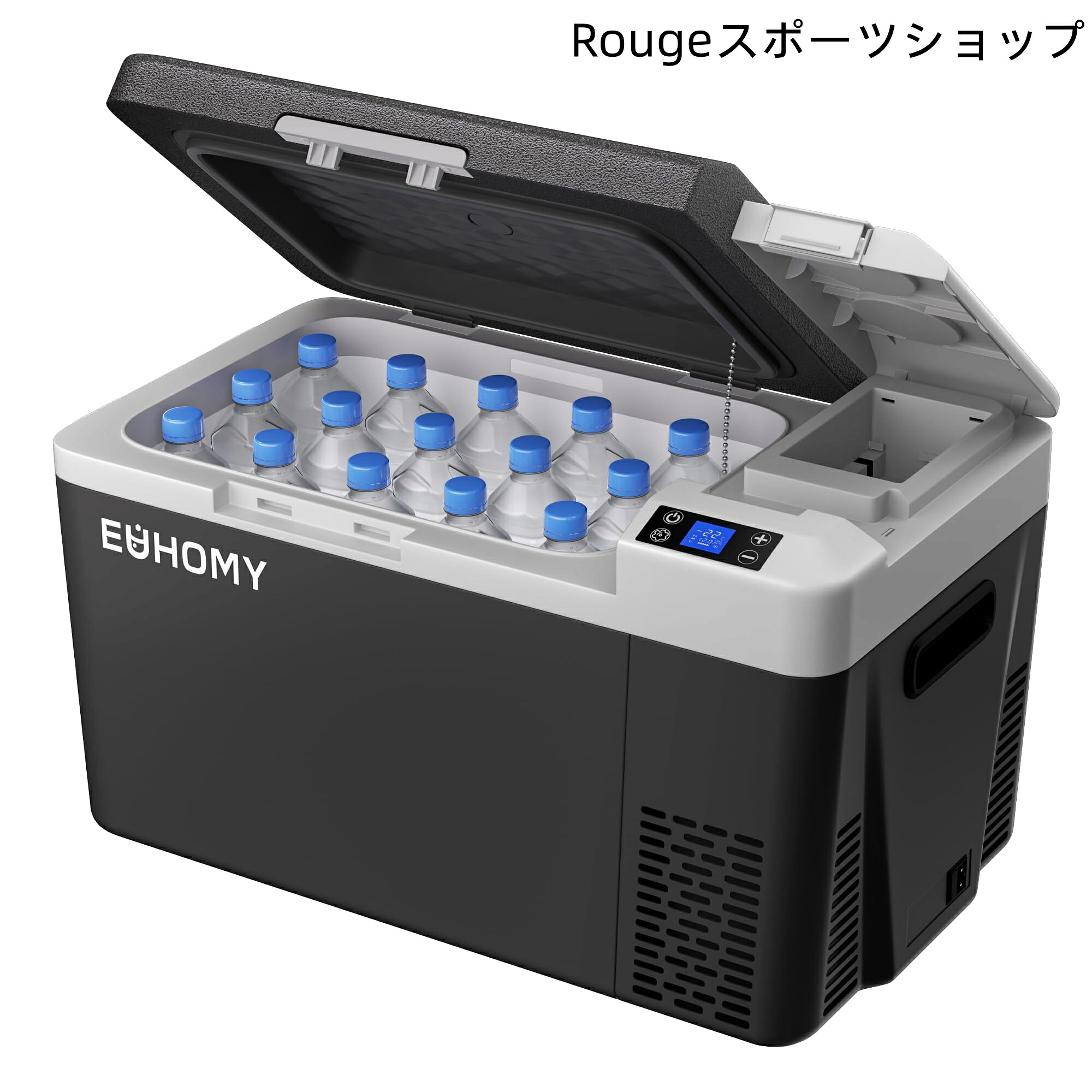 【送料無料】EUHOMY 車載冷蔵庫 バッテリー内蔵可能 ポータブル冷蔵庫 23L USB出力ポート搭載 スマホなど充電可能 固定用穴付き LED庫内｜Rougeスポーツショップ店