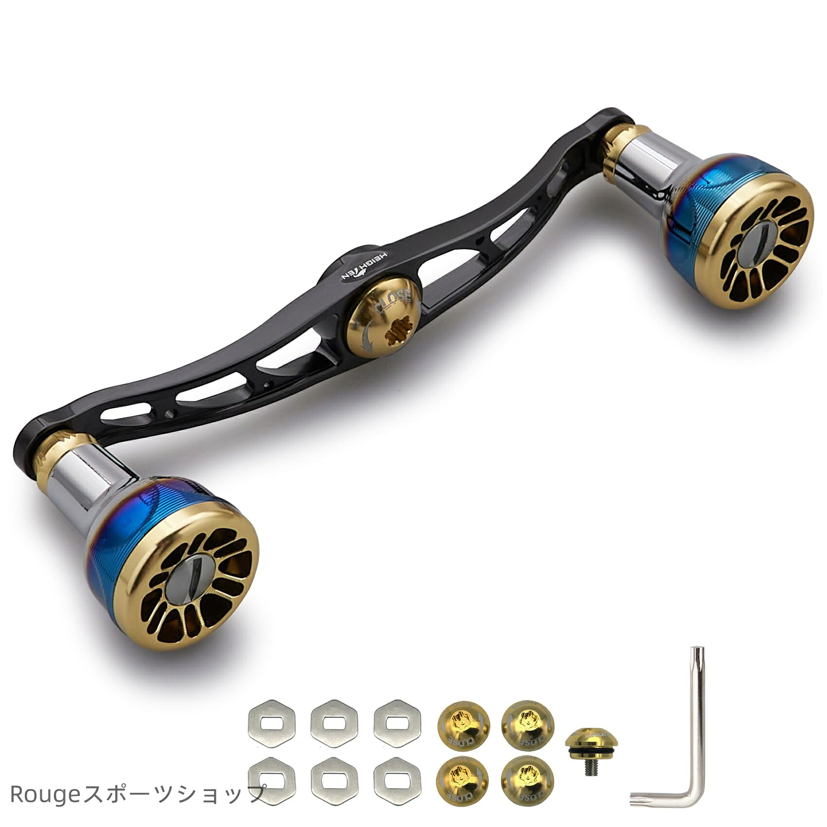 【送料無料】HEIGHTEN V2.0 105/115mm ベイト リール ハンドル 航空アルミ製 シマノ ダイワ アブガルシア 通用 Engn series (ブラック＆｜Rougeスポーツショップ店