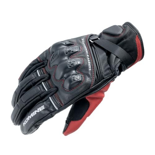 【送料無料】コミネ(KOMINE) バイク用 グローブ GK-854 レザープロテクトウォームグローブHG Black Red L|Rougeスポーツショップ店