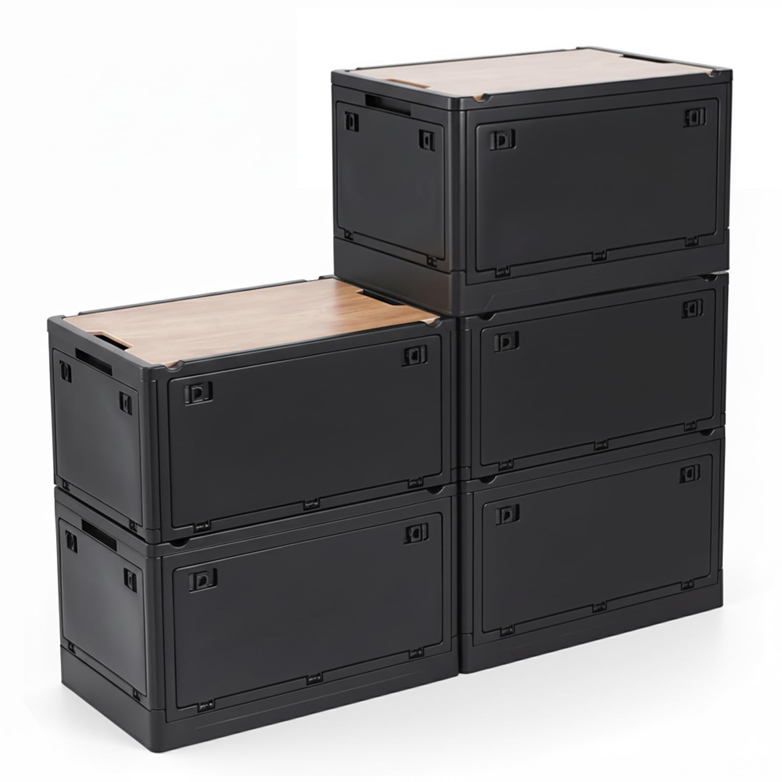 【送料無料】RULAYMAN 【折りたたみ 収納ボックス】55L 5点セット アウトドアテーブル 蓋付き 積み重ね 全方向から取り出せる 衣類 布団｜Rougeスポーツショップ店