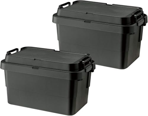 【送料無料】リス(RISU) 収納ボックス トランクカーゴ 50L ブラック 日本製 TC-50S 2個セット コンテナ ボックス スタッキング 屋外収納|Rougeスポーツショップ店