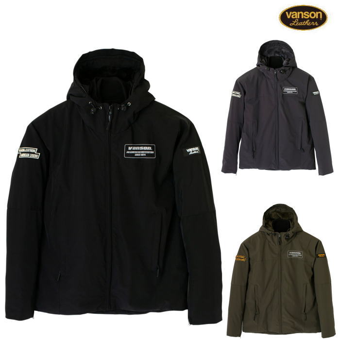 [処分特価][秋冬モデル]【VANSON trooper/s】SVS2506W バンソン フーディージャケット ネックウォーマー装備 撥水 防風 保温機能 バイク