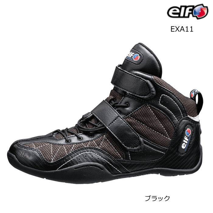【elf】EXA11 エルフ エクサ イレブン ライディングシューズ (ブラック) バイク クラリーノ シューレスストッパー