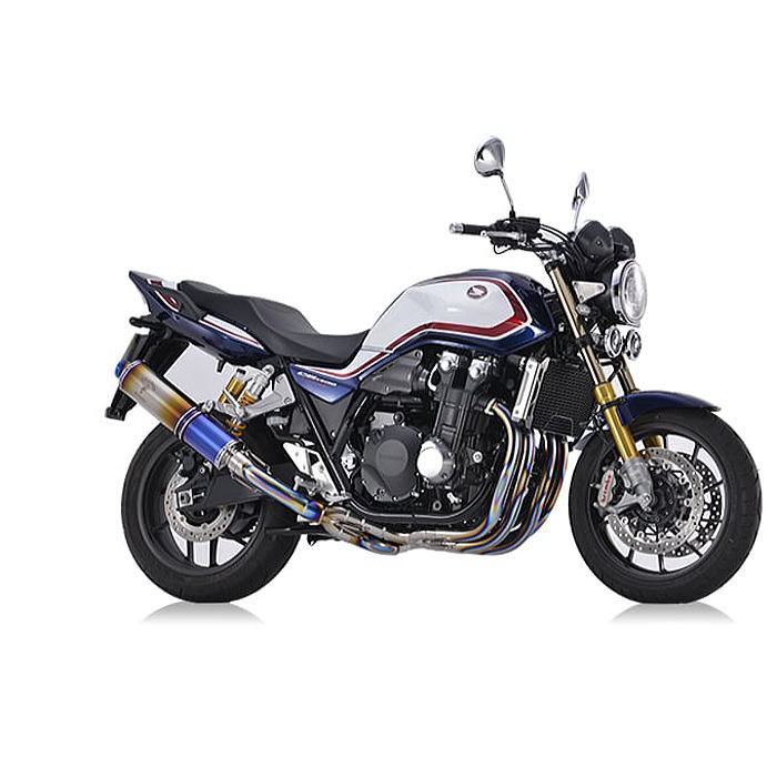 【r's gear】MH32-U1CD CB1300SF/SB(18-20) ワイバンクラシックR シングル UP Type フルエキゾースト マフラー 政府認証 (チタンドラッグブルー) バイク アールズギア