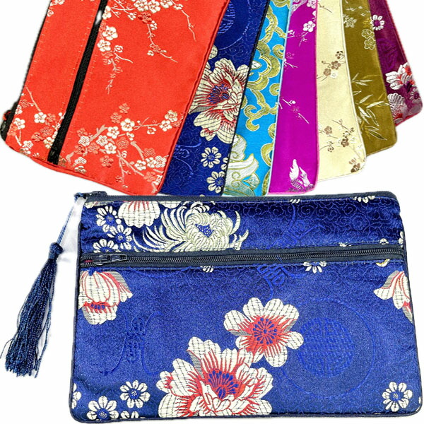 楽天市場】鈴付き 少数民族サテン 刺繍 ミニ角形ポーチ【KP
