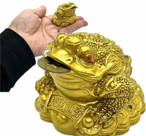 がま　蟾蜍 置物 彫刻 三脚銭蛙 招財銅製三脚蟾蜍の置物（特大） 風水グッズ : 中国貿易公司