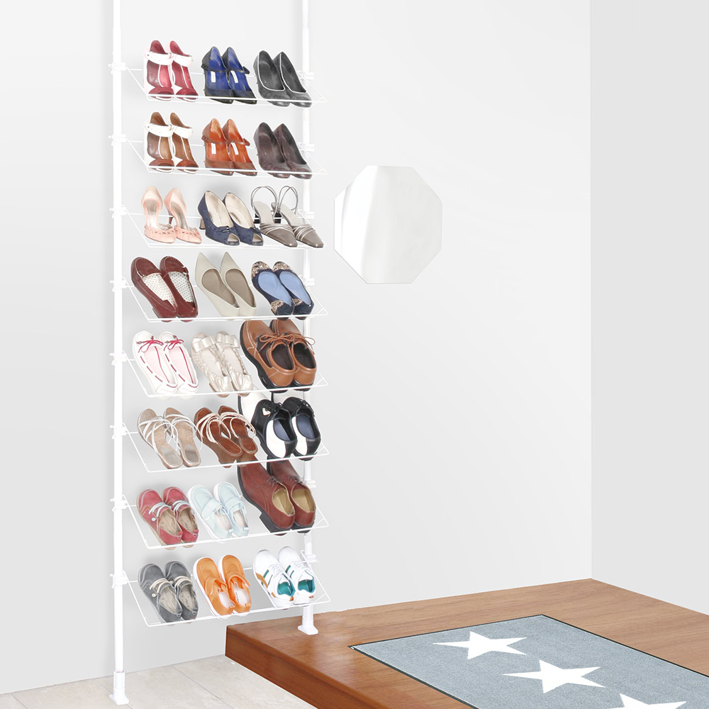 スリム コンパクト 収納ラック グッズ 靴 収納 シューズ 玄関 突っ張りシューズラック おしゃれ つっぱり棒 突っ張り棒 室内 つっぱり 突っ張り シューズラック 薄型 ラック 靴箱 省 スペース 伸縮 つっぱり棒 収納ラック シューズ 下駄箱 靴収納 シューズボックス 玄関