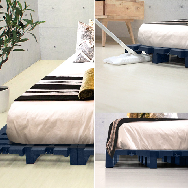 ジョイント式 パレットベッド ダブル ネイビー すのこベッド パレット ベッド すのこ プラスチック Diy スノコ 湿気 ダブルベッド 軽量 ベット ローベッド ベッドフレーム ソファ 低いベッド 押入れ クローゼット 布団収納 布団 収納 プラすのこ 湿気対策 ローソファ