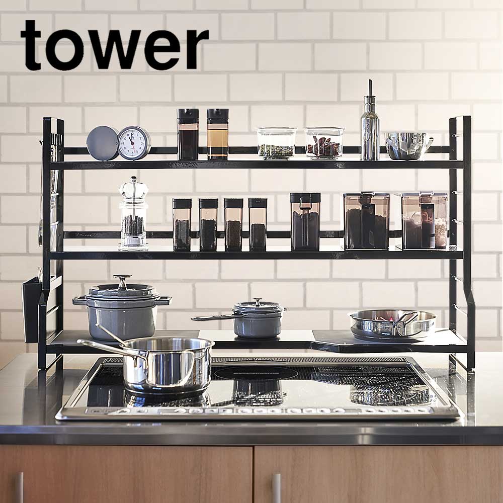 楽天市場 キッチンラック コンロ奥用 3段 Tower タワー 収納 スリム キッチン ラック 収納ラック 隙間収納 コンロ スチール 調味料ラック スパイスラック 隙間 コンロ奥ラック 調味料スタンド 調味料 スチールラック 調味料棚 コンロサイド 周り 台所 コンロ周り 鍋