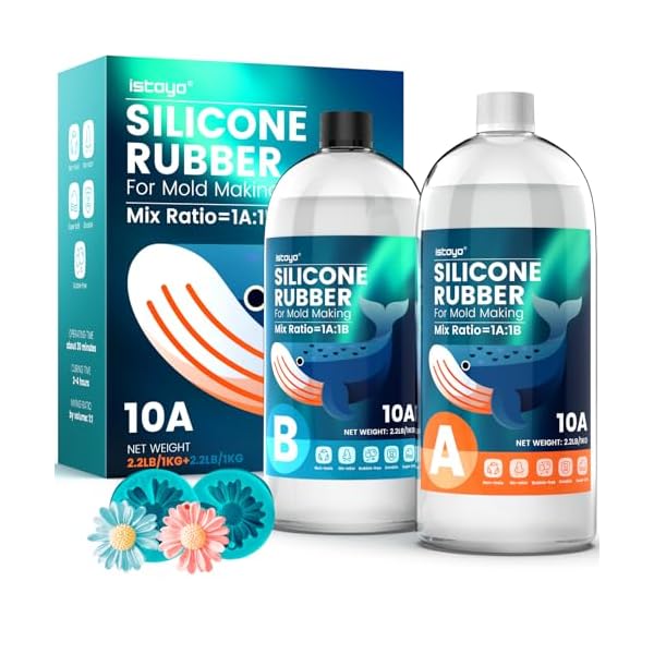【貨物輸送無料】128薬局衡オンス/2kg/4.4重量ポンド シリコンモールド生み出すこと一揃いの道具 10A 流動物ケイ素樹脂天然ゴム練りあわせる比 1:1 3D脂鋳造物 DIY用 延性のあるで食料雑貨類に安全性のある ケイ素樹脂型/蝋燭型/宝飾品/石けんに至適 silicone mold makin