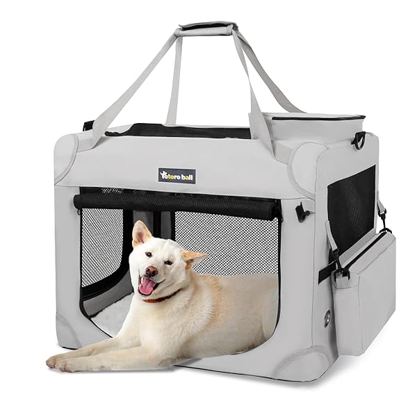 【貨物輸送無料】ホンブルグ帽クレート 中型犬 犬用クレート 犬用キャリーバッグ 犬 持ちはこび入れもの 折りたたみ 犬 車用伏せ籠 5面メッシュ 牢固たる耐久 鍵を掛ける付き添い人 水瓶ダンス楽隊付き添い人 中型犬・猫2匹 15kgまで『ブート、旅する、駆け込み寺、室内外兼用！』 (ライ